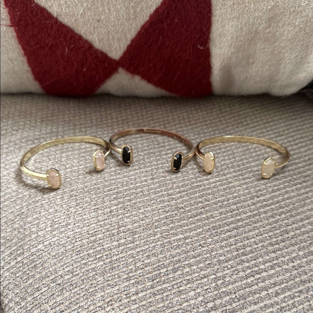 Kendra Scott Gold Bracelets with Black and Pink Stones